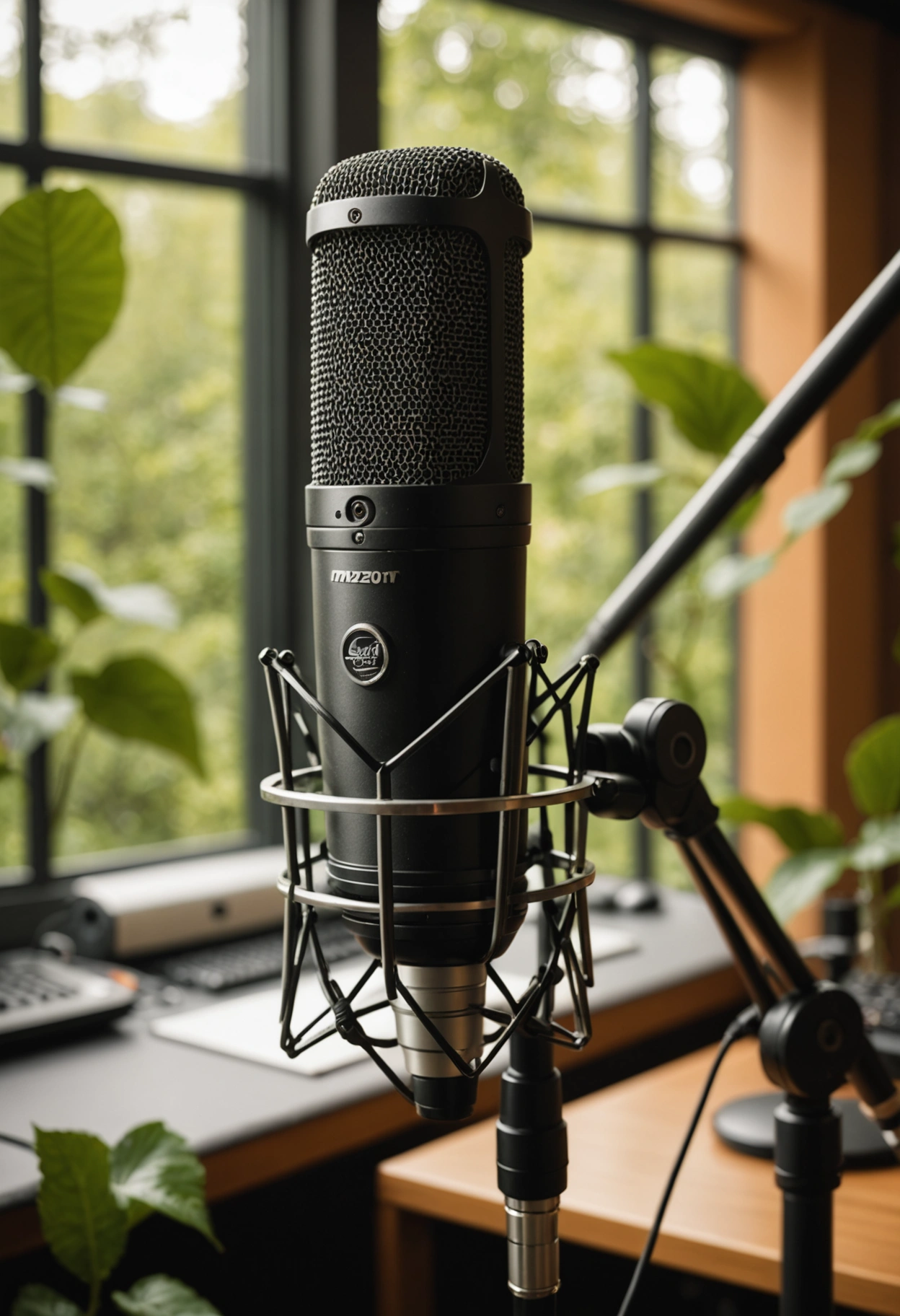 Professionelles Kondensatormikrofon im Studio-Setup
